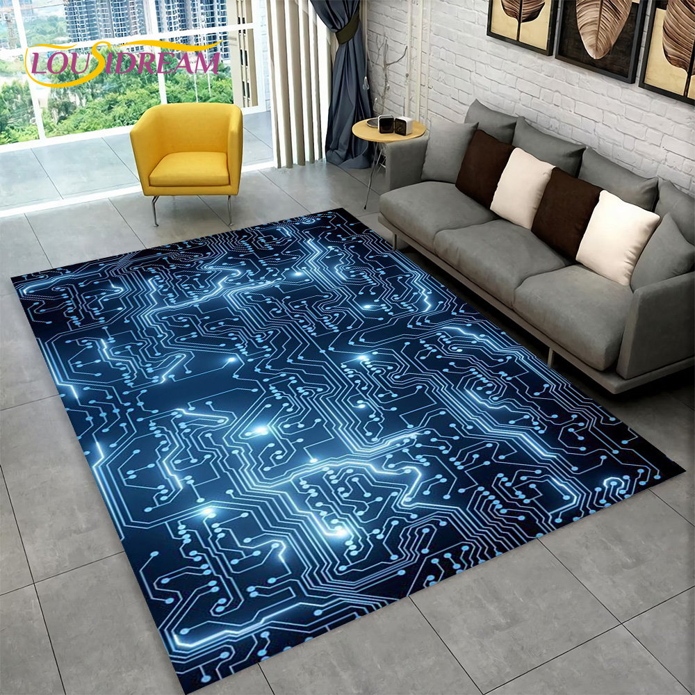 Kids Outdoor Area - 3D Chip Circuit Board Area tappeto,
